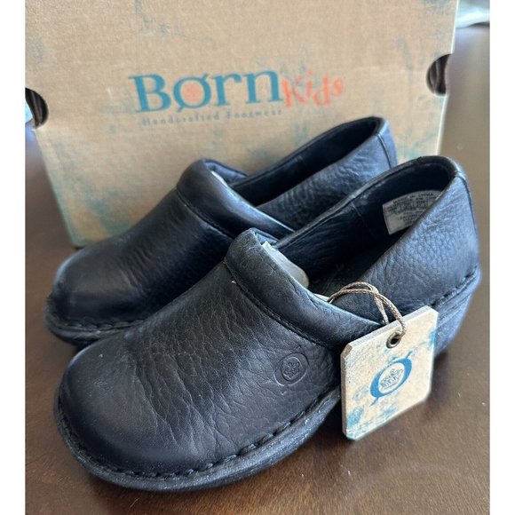 Born Kids Shoes Girls Sz 11 Black Leather Clogs Mules Slip Ons,‎ NIB NEW - Picture 3 of 6